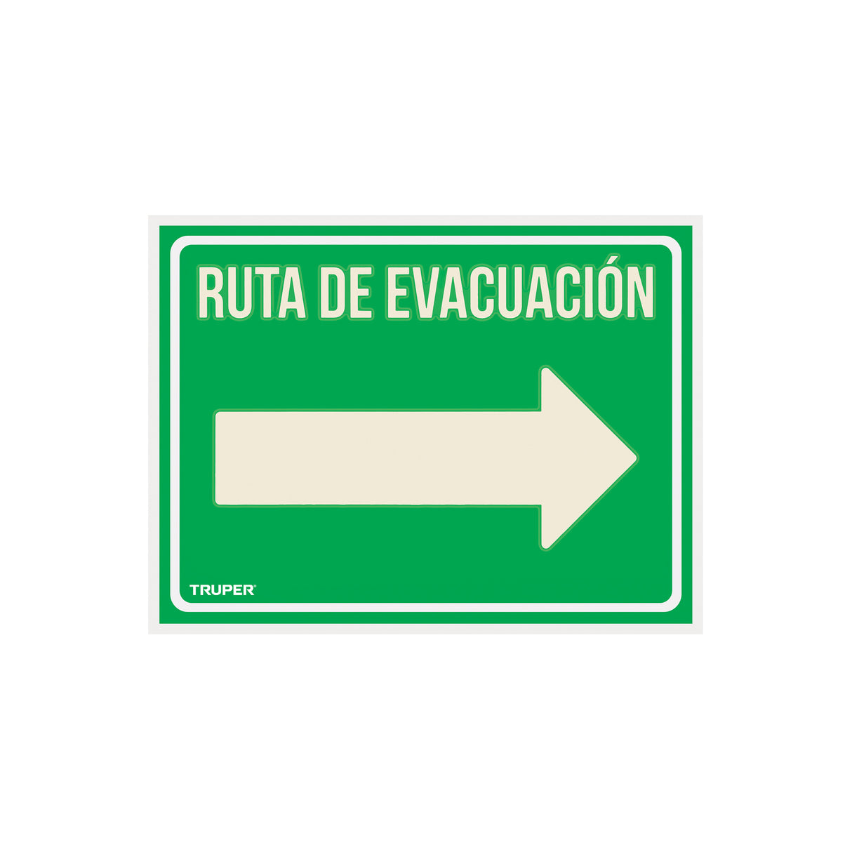 Letrero de Señalización 'Ruta Evacuación Derecha', 21 X 28 cm