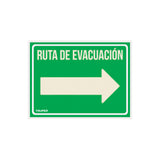 Letrero de Señalización 'Ruta Evacuación Derecha', 21 X 28 cm
