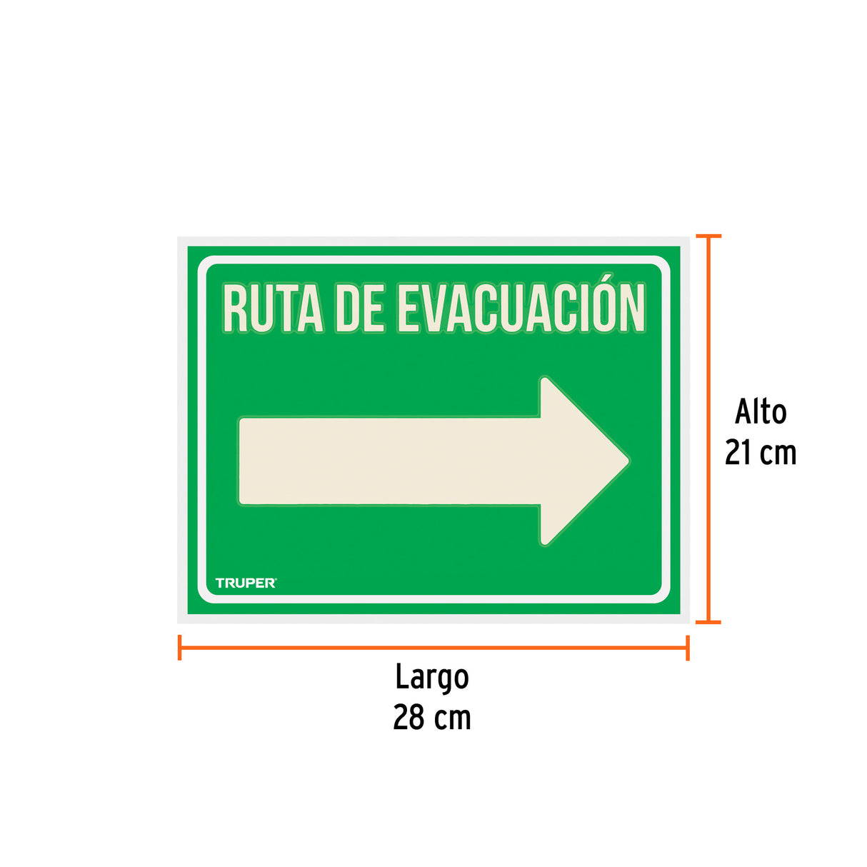 Letrero de Señalización 'Ruta Evacuación Derecha', 21 X 28 cm