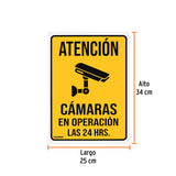 Letrero de Señalización 'Cámaras en Operación', 25 X 34 cm