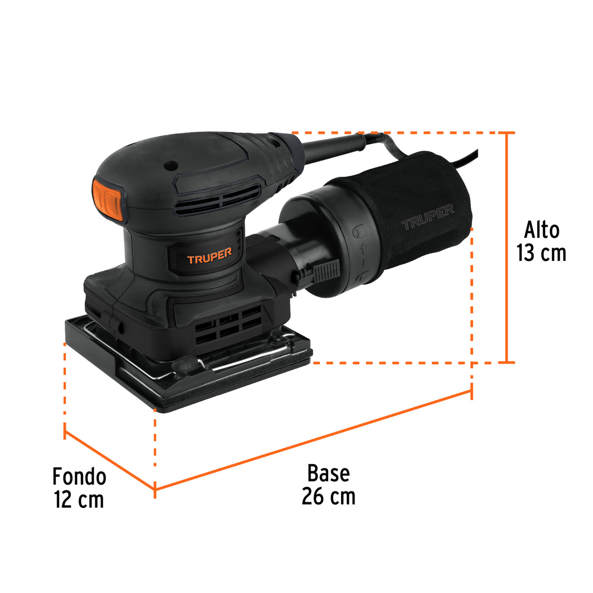 Lijadora Orbital 1/4 Hoja, 300 W, Truper Industrial