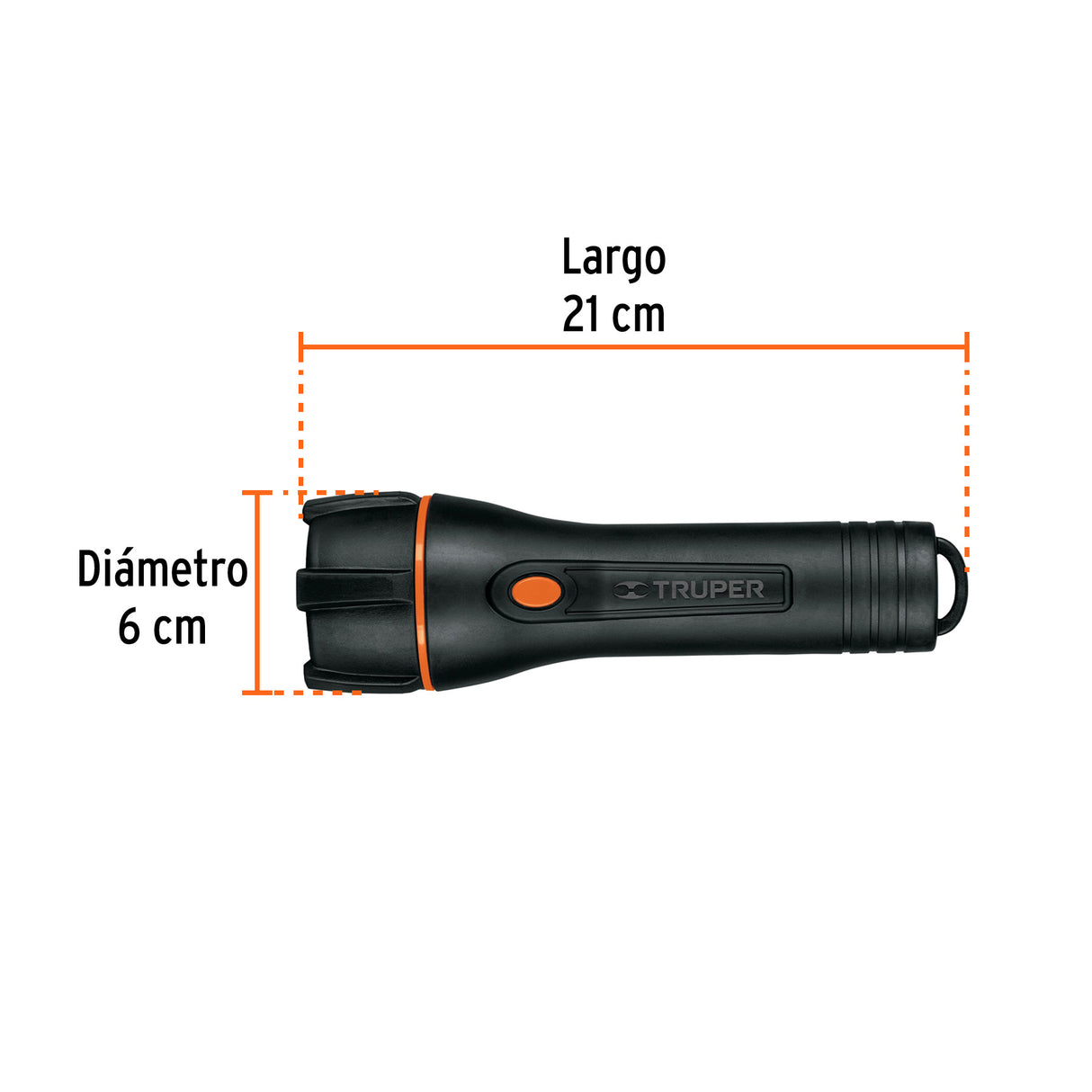 Linterna Plástica 1 LED 180 Lm con 2 Pilas D, Truper