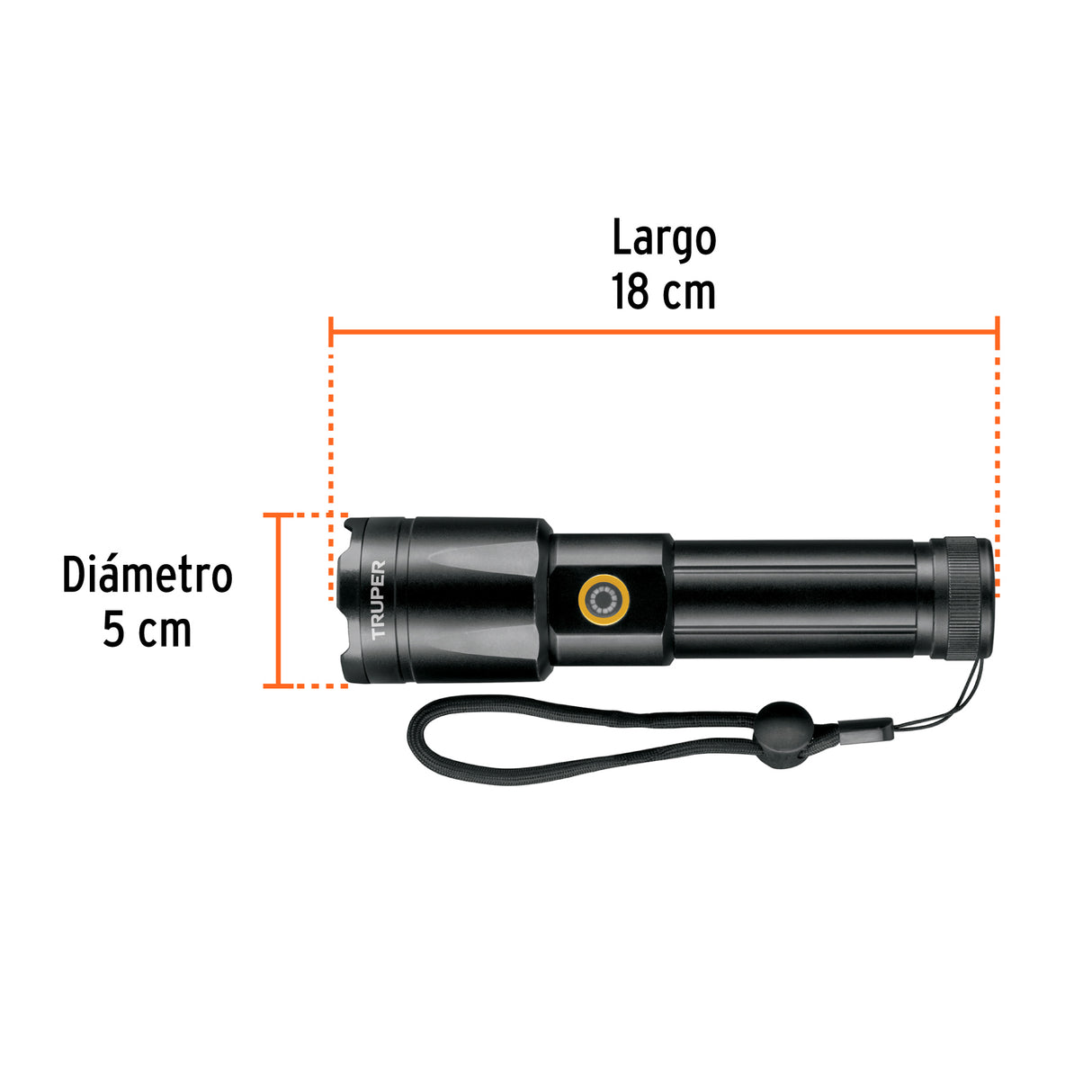 Linterna LED Recargable, de Aluminio, 1, 200 Lm, Truper