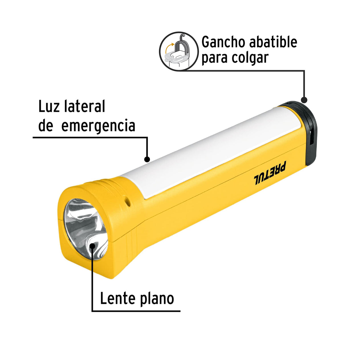 Linterna Plástica de LED, 100 Lm, Recargable, Pretul