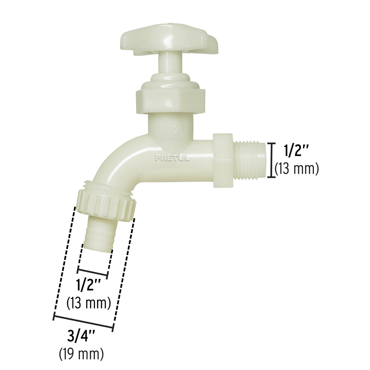 Llave para Manguera, de Plástico 65G, 1/2', Granel, Pretul