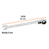 Llave Combinada Matraca Reversible 8 MMX136 mm Largo, Expert