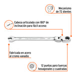 Llave Combinada con Matraca 1/4' Flexible, Expert