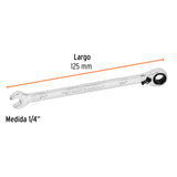 Llave Combinada Matraca Reversible 1/4'X125 mm Largo, Expert