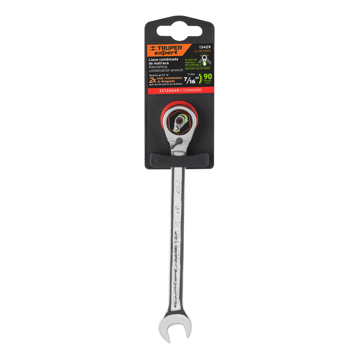 Llave Combinada Matraca Reversible 7/16'X163 mm Largo, Expert