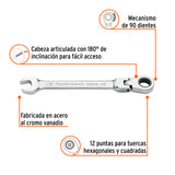 Llave Combinada con Matraca 1/2' Flexible, Expert