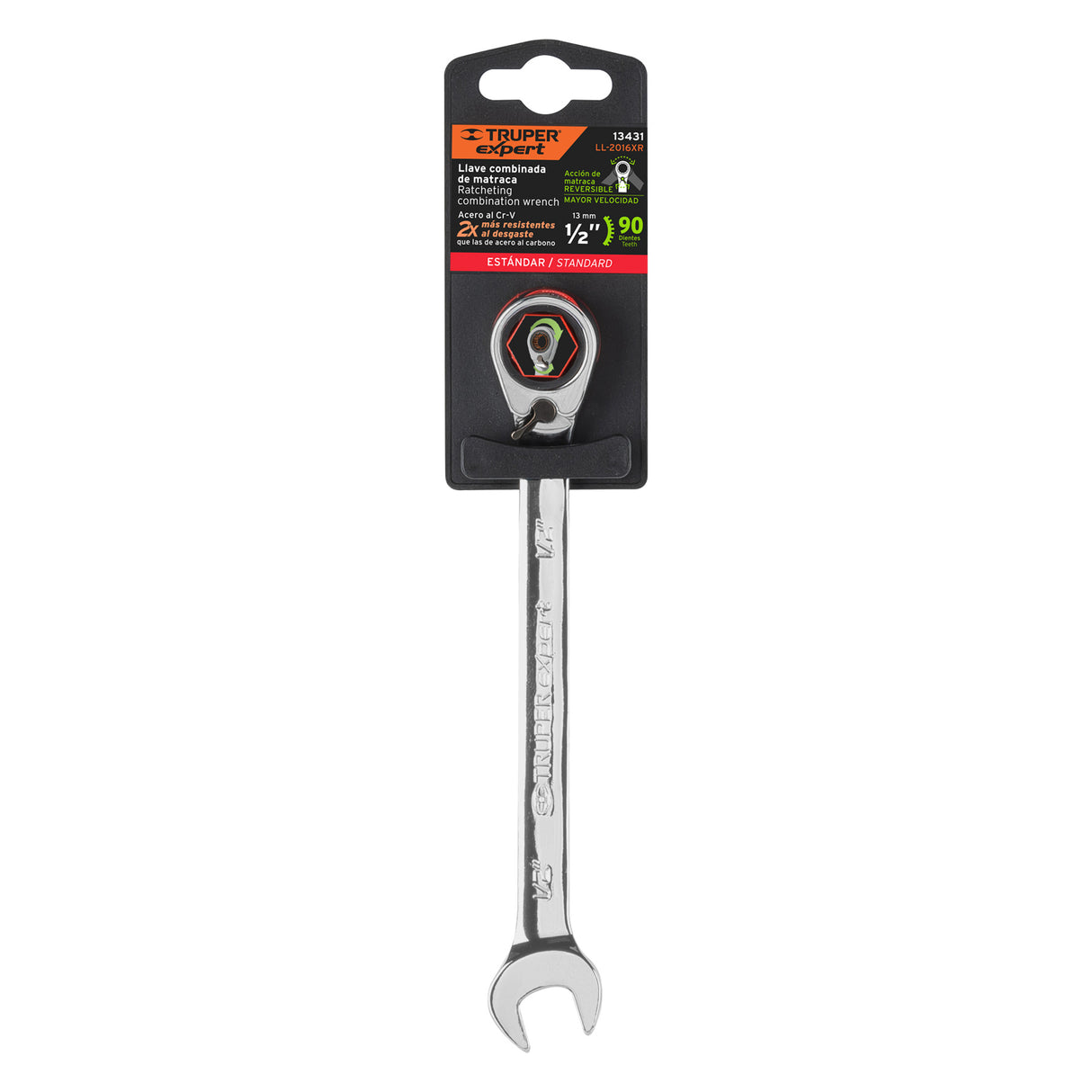 Llave Combinada Matraca Reversible 1/2'X178 mm Largo, Expert