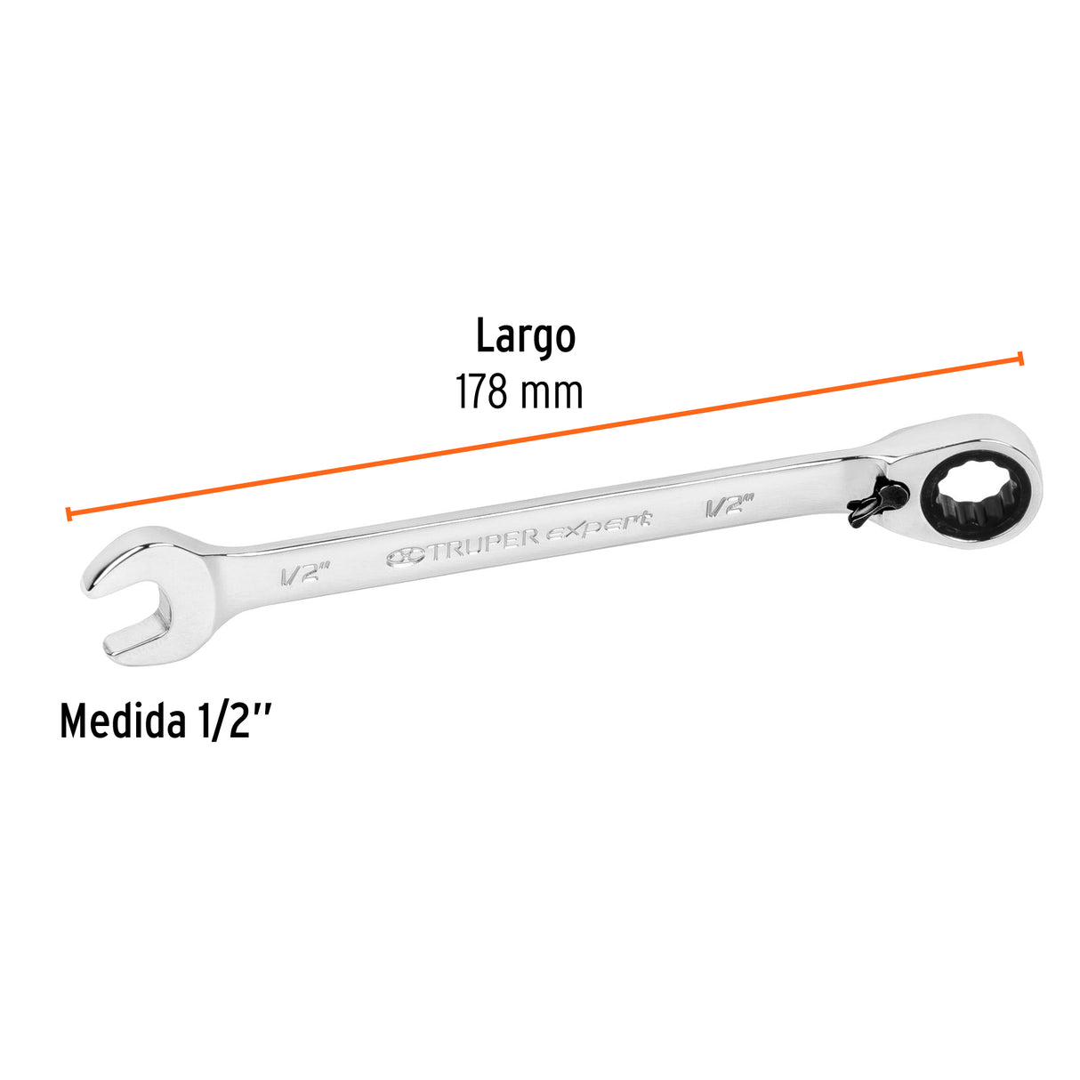 Llave Combinada Matraca Reversible 1/2'X178 mm Largo, Expert