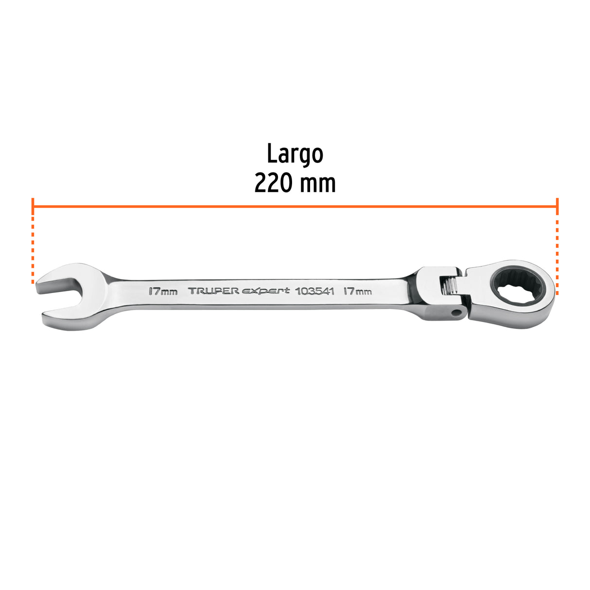 Llave Combinada con Matraca 17 mm Flexible, Expert