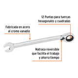 Llave Combinada Matraca Reversible 24MMX330 mm Largo, Expert