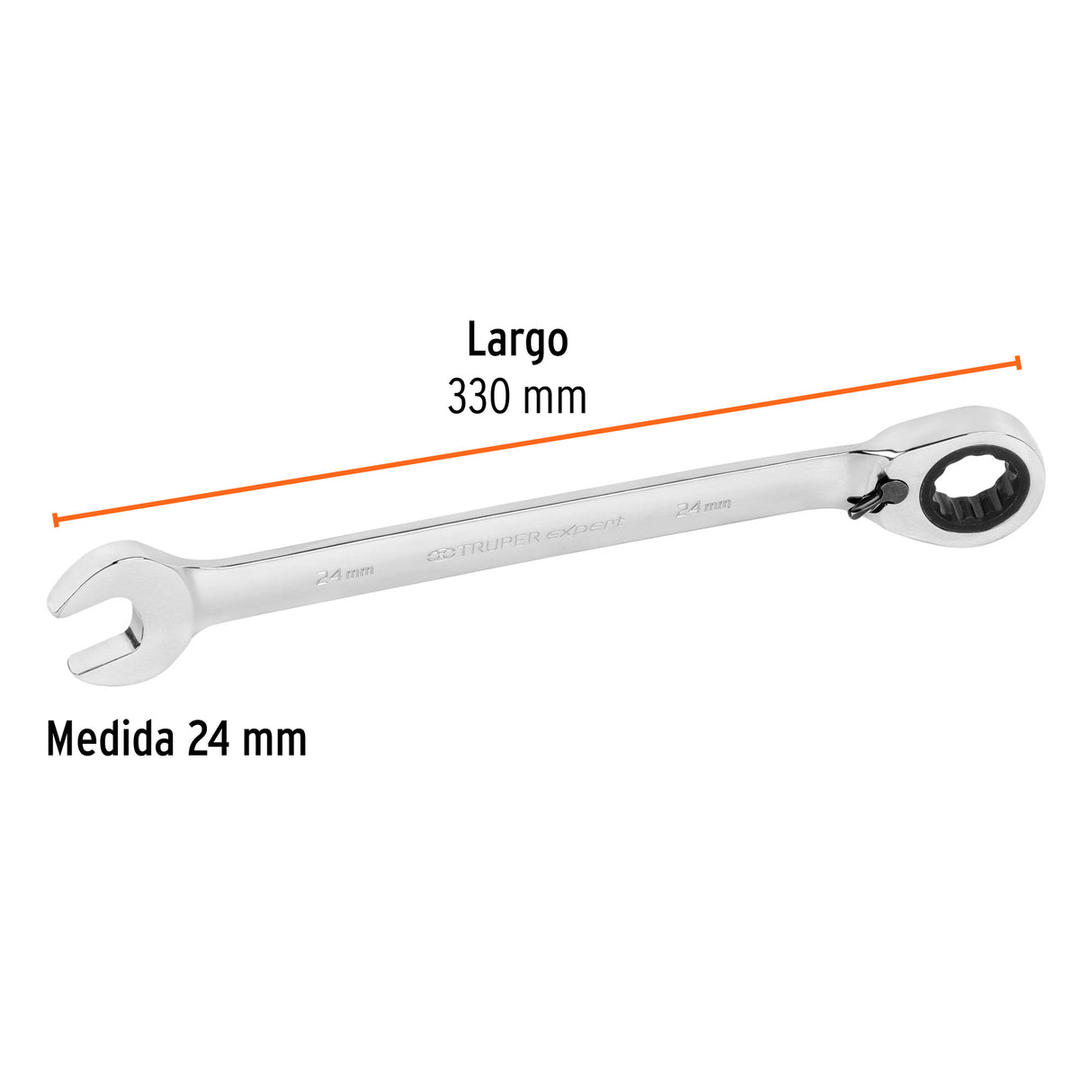 Llave Combinada Matraca Reversible 24MMX330 mm Largo, Expert