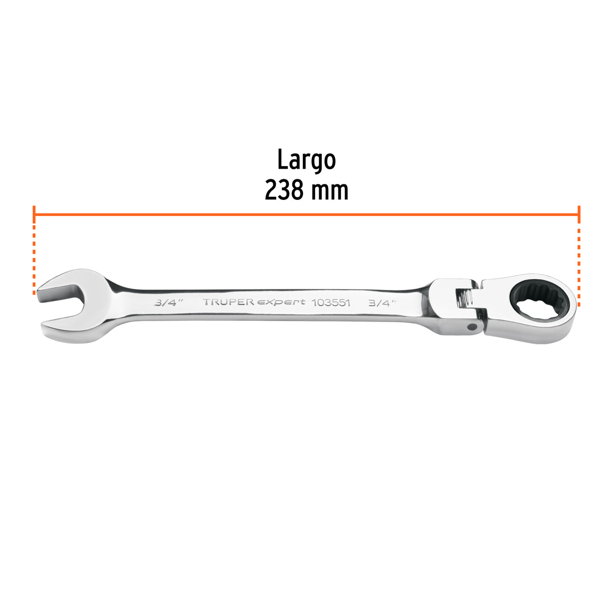 Llave Combinada con Matraca 3/4' Flexible, Expert