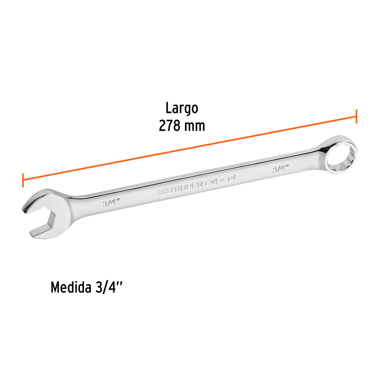 Llave Combinada Extralarga 3/4' X 278 mm de Largo, Expert