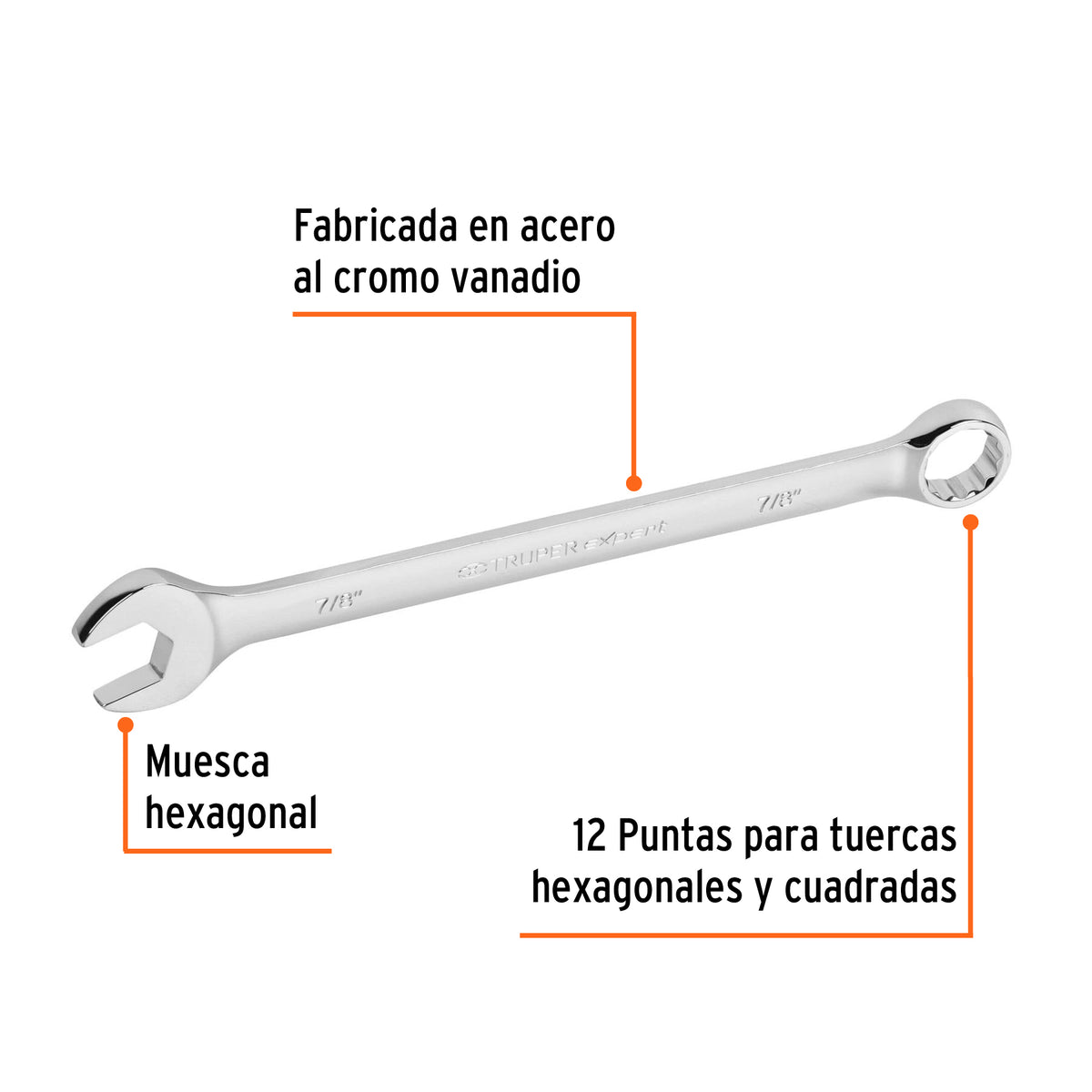 Llave Combinada Extralarga 7/8' X 316 mm de Largo, Expert