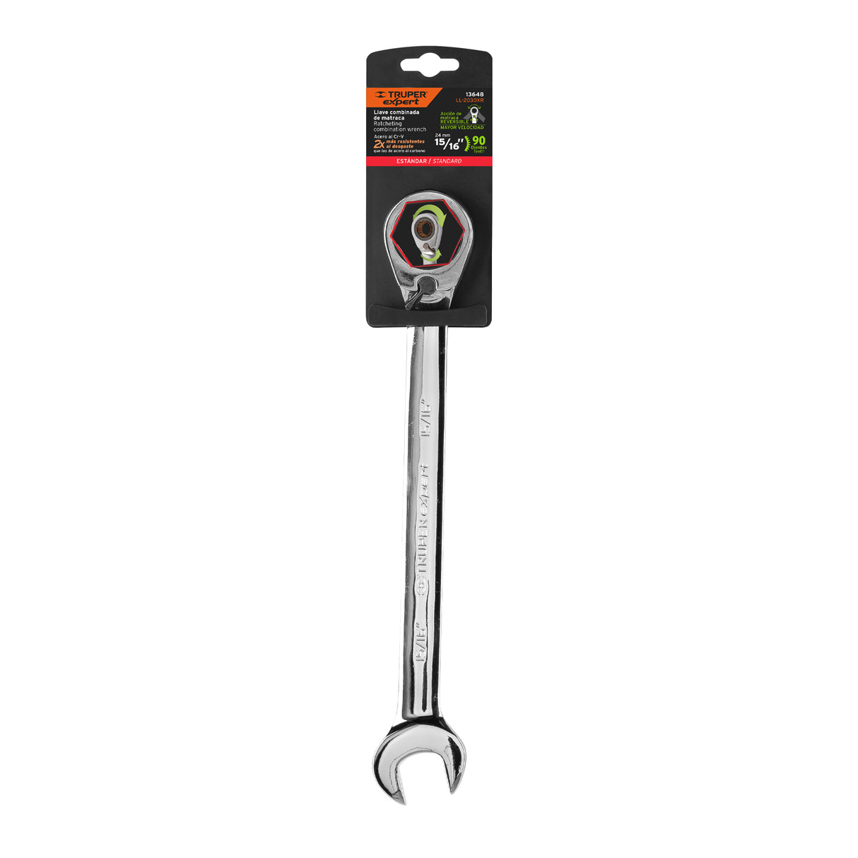 Llave Combinada Matraca Reversible 15/16'X332 mm Largo, Expert