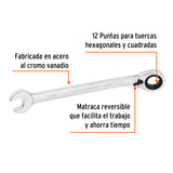 Llave Combinada Matraca Reversible 15/16'X332 mm Largo, Expert
