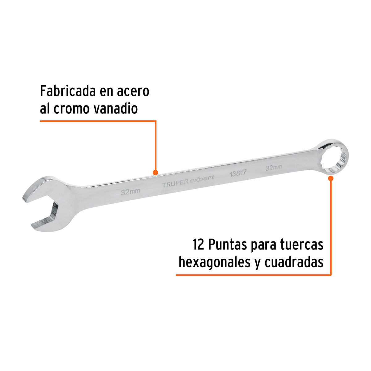 Llave Combinada Extralarga 32 mm X 441 mm de Largo, Expert