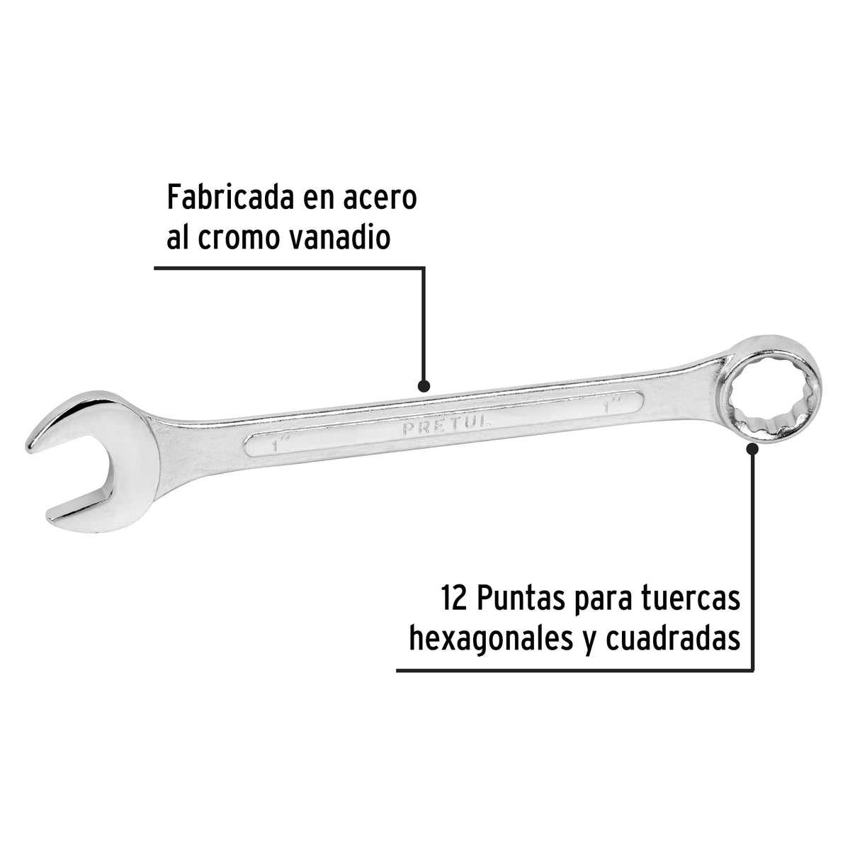 Llave Combinada 1' X 290 mm de Largo, Pretul