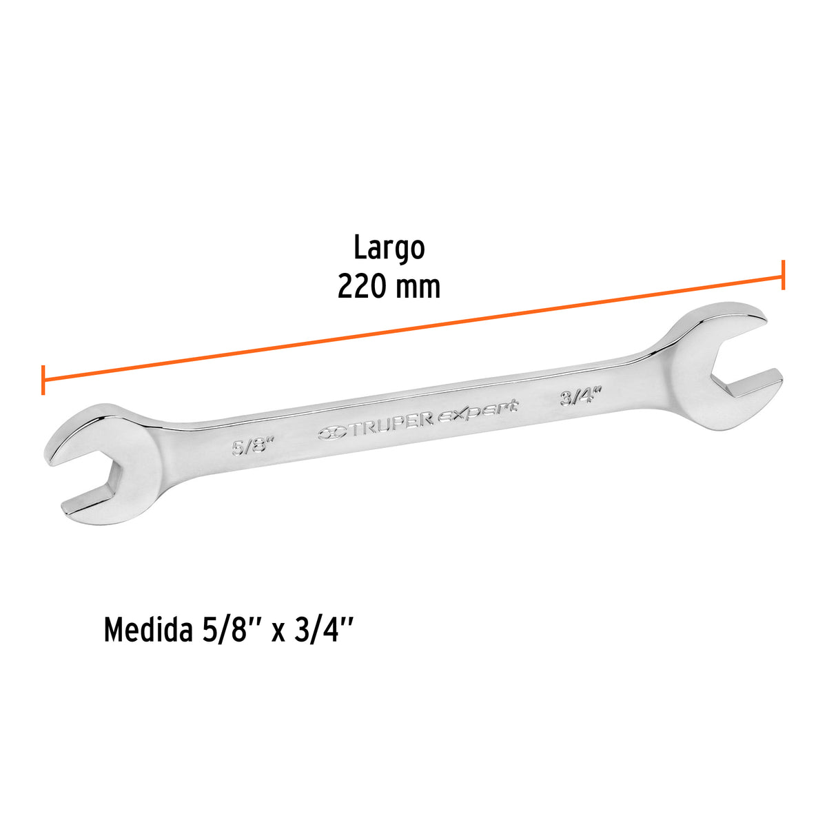 Llave Española, 5/8 X 3/4' X 220 mm de Largo, Truper Expert