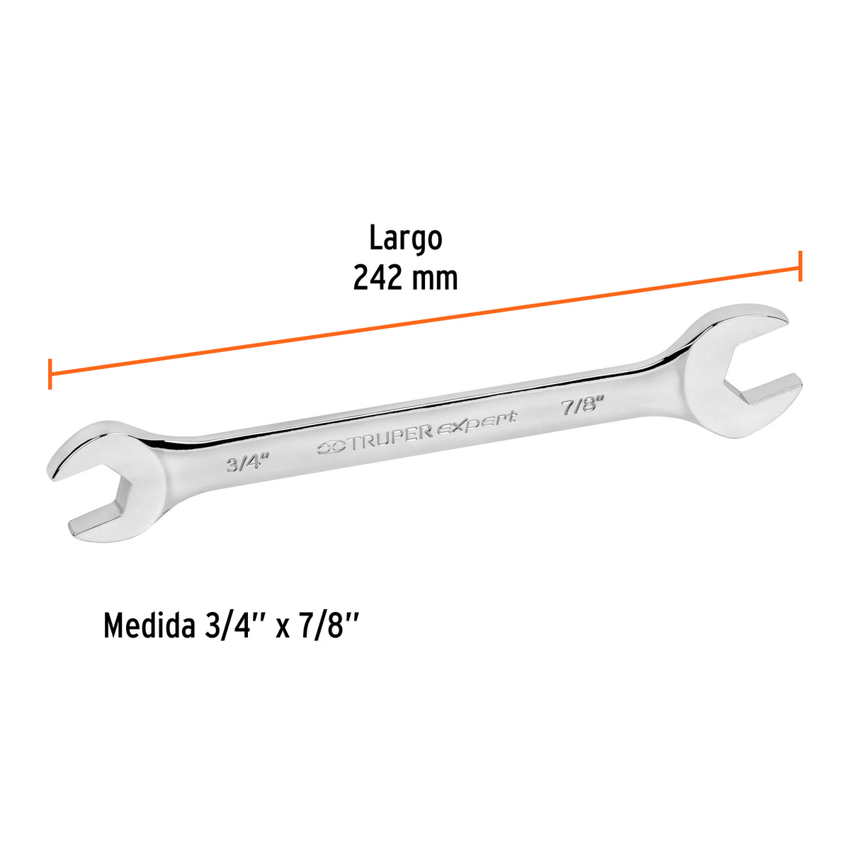 Llave Española, 3/4 X 7/8' X 242 mm de Largo, Truper Expert