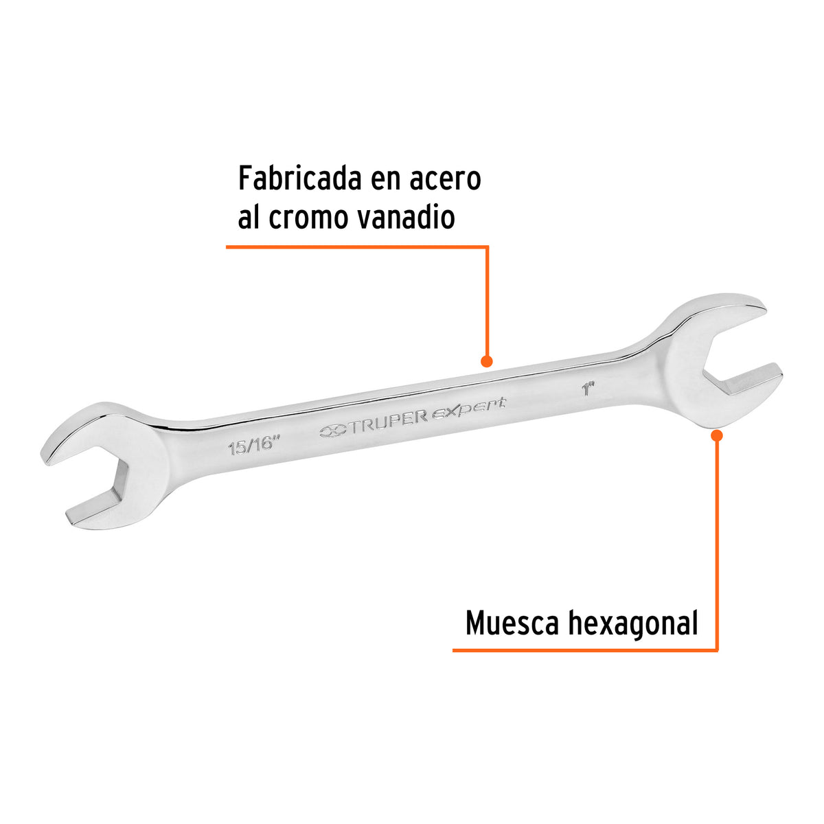 Llave Española, 15/16 X 1' X 264 mm de Largo, Truper Expert