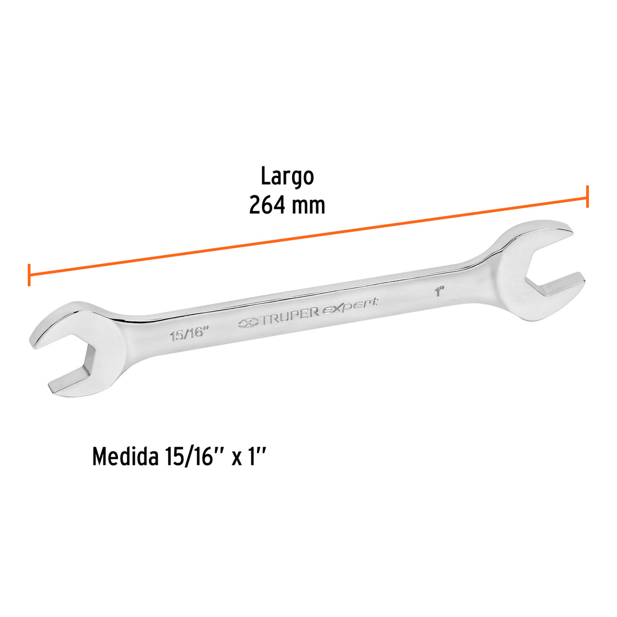 Llave Española, 15/16 X 1' X 264 mm de Largo, Truper Expert