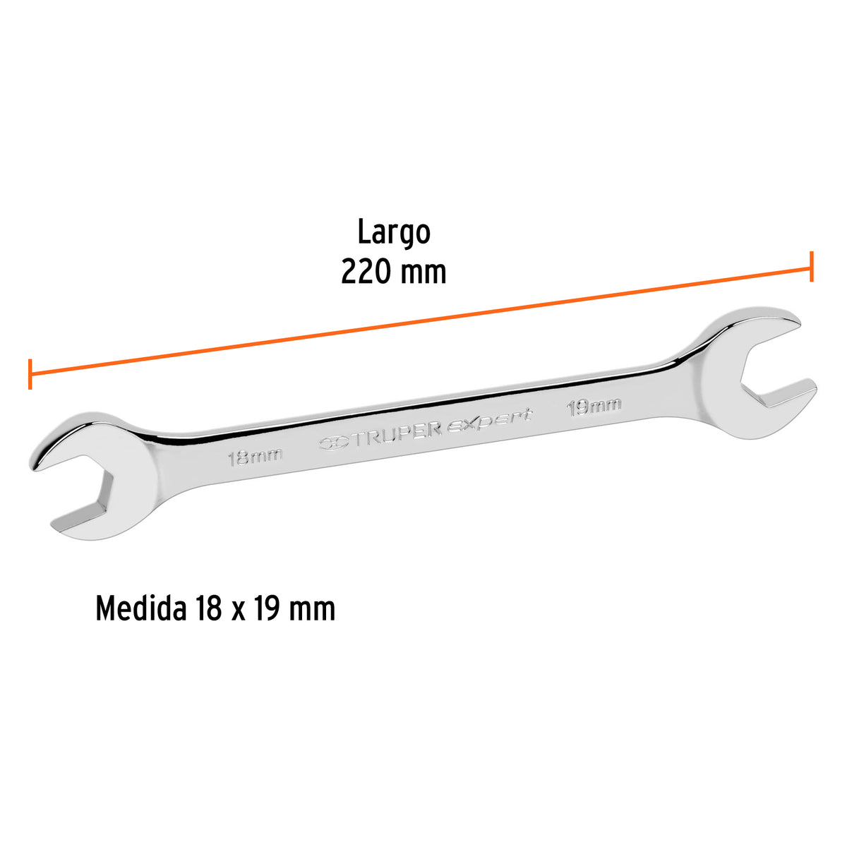 Llave Española 18 X 19 X 220 mm de Largo, Truper Expert