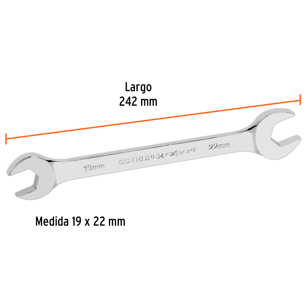 Llave Española 19 X 22 X 242 mm de Largo, Truper Expert