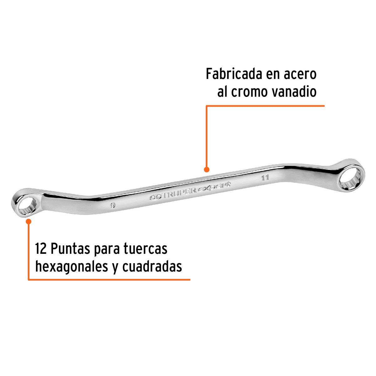 Llave de Estrías 9 X 11 X 181 mm Largo, Truper Expert
