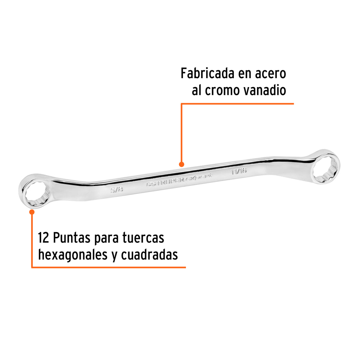 Llave de Estrías 5/8 X 11/16' X 236 mm Largo, Truper Expert