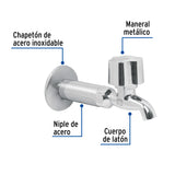 Llave 1/2' para Fregadero con Niple y Chapetón, Cromo, Basic