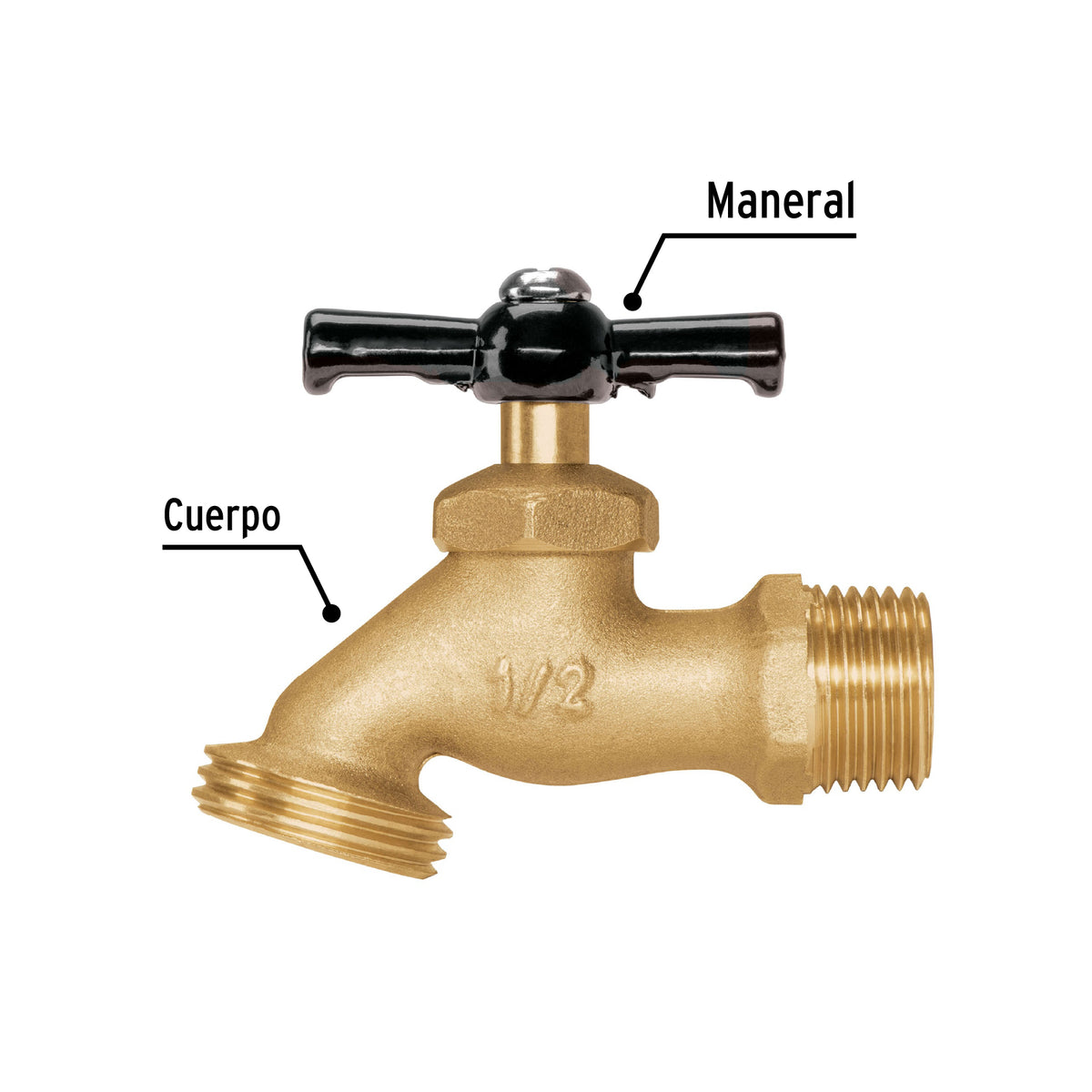 Llave para Manguera, de Latón, 100G, 1/2', Granel, Pretul