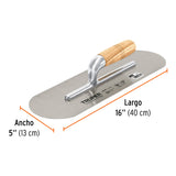 Llana Canto Redondo 16' X 5' con Mango de Madera, Truper