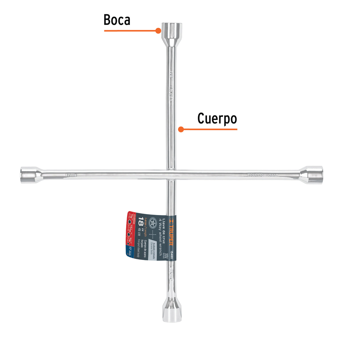Llave de Cruz 18' Pulida y Cromada, Truper
