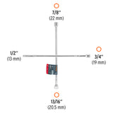 Llave de Cruz 20' Pulida y Cromada con Entrada Cuadro 1/2'