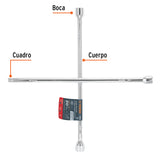Llave de Cruz 20' Pulida y Cromada con Entrada Cuadro 1/2'
