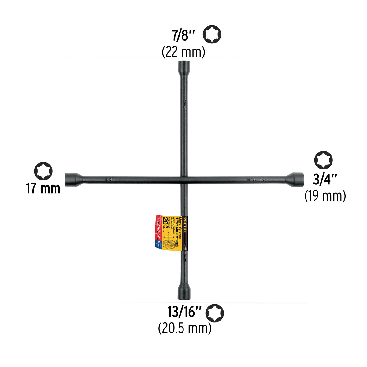 Llave de Cruz 20', Acabado Negro Mate, Pretul