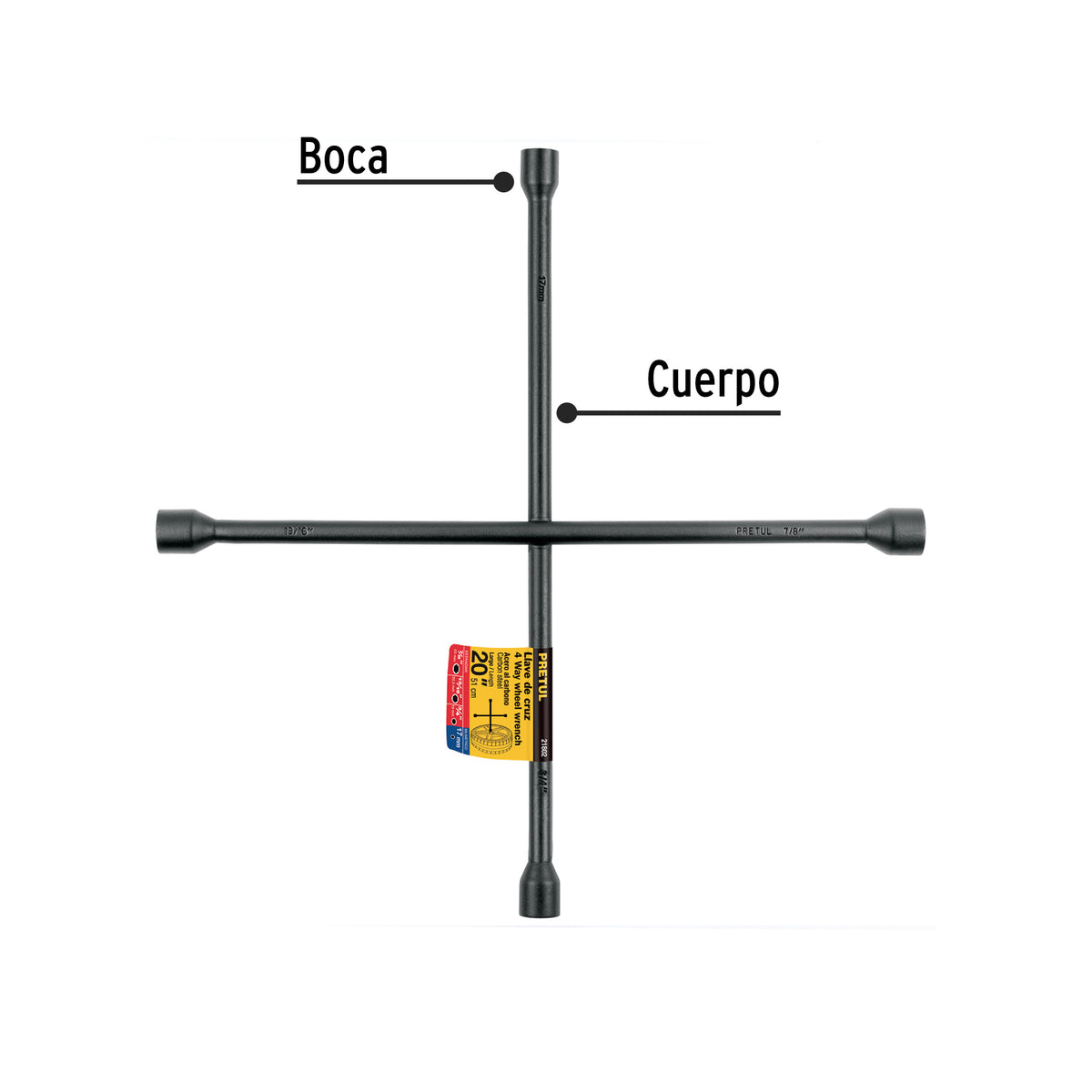 Llave de Cruz 20', Acabado Negro Mate, Pretul