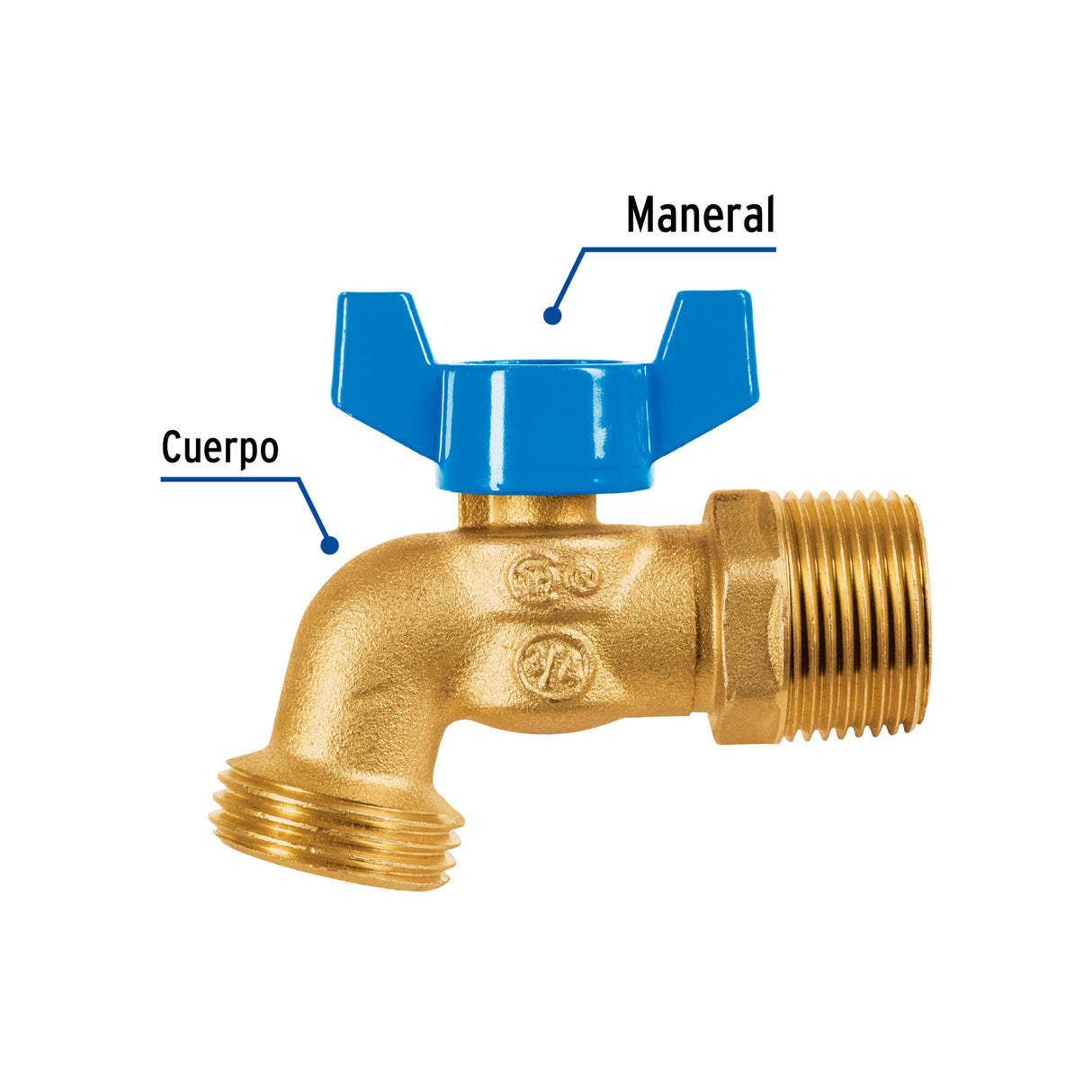Llave de Esfera de Latón 3/4' con Rosca para Manguera, Foset