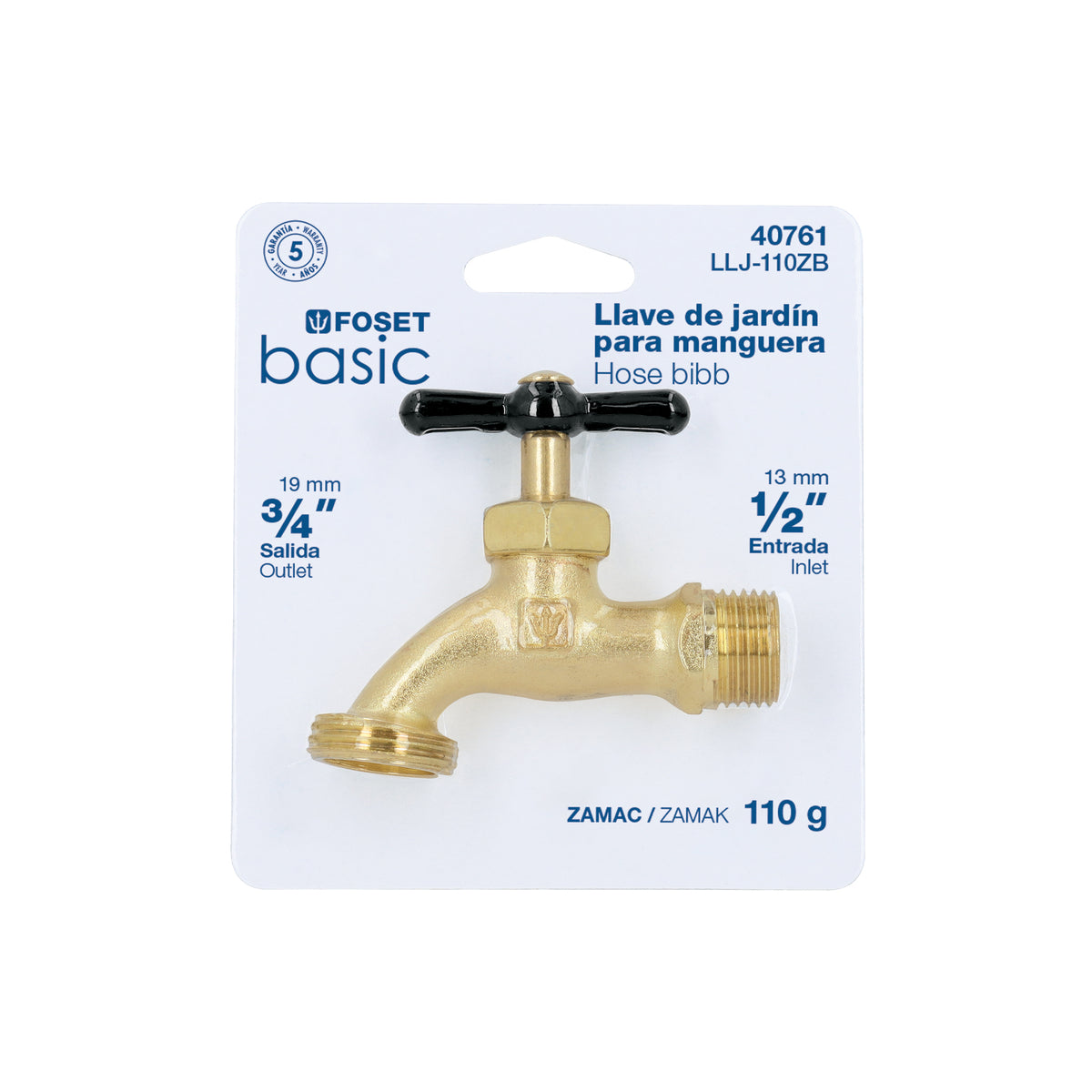 Llave para Manguera, de Zamac 110 g, 1/2', Blíster, Basic