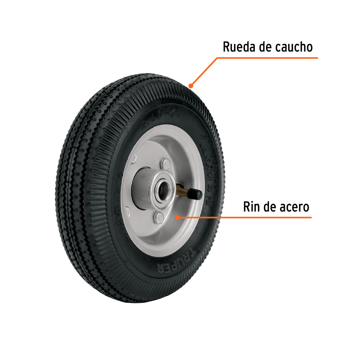 Rueda Neumática 10' para Eje Lateral, Truper