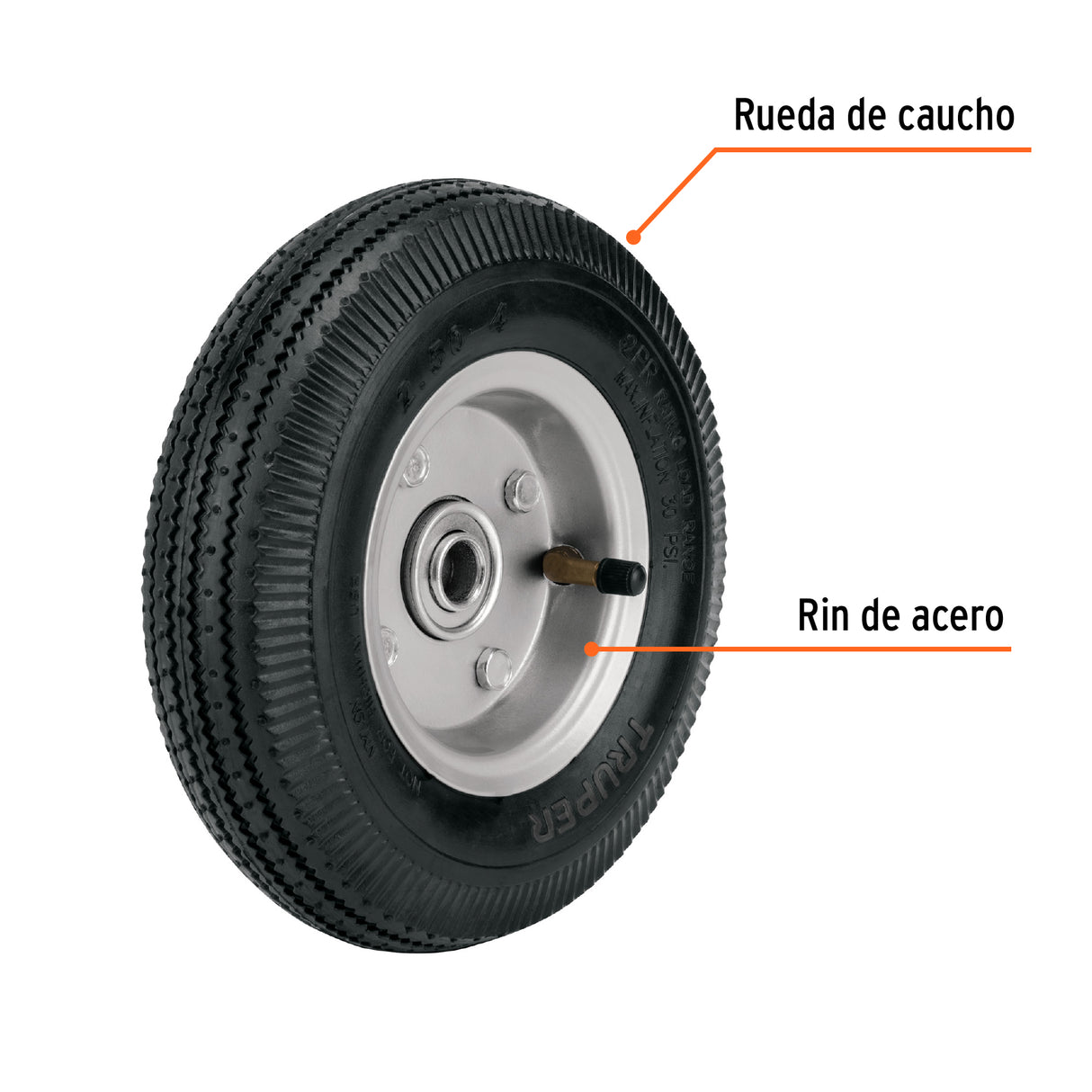 Rueda Neumática 8' para Eje Lateral, Truper