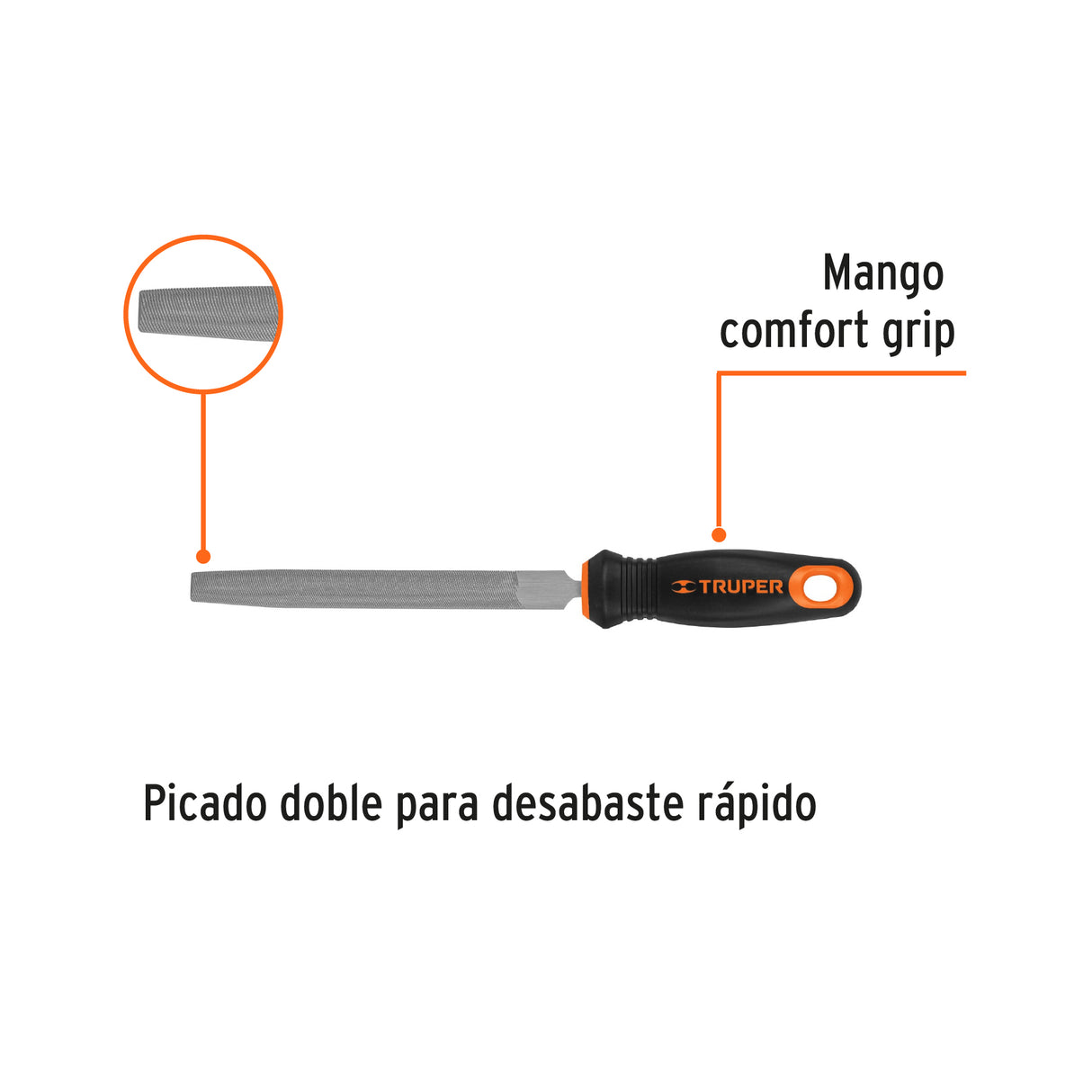 Lima Media Caña Bastarda 6' Mango Doble Inyección, Truper