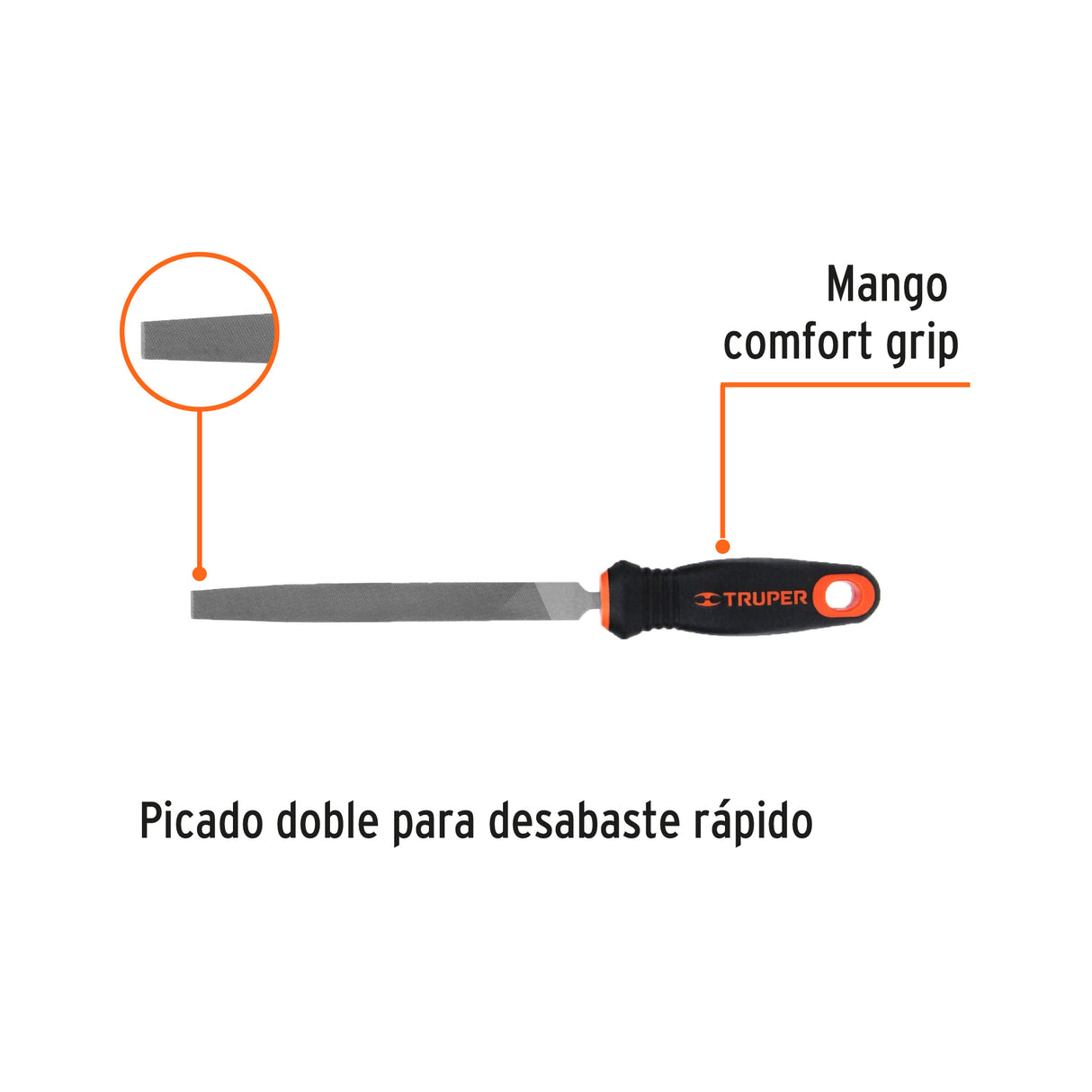 Lima Plana Bastarda 6' con Mango Doble Inyección, Truper