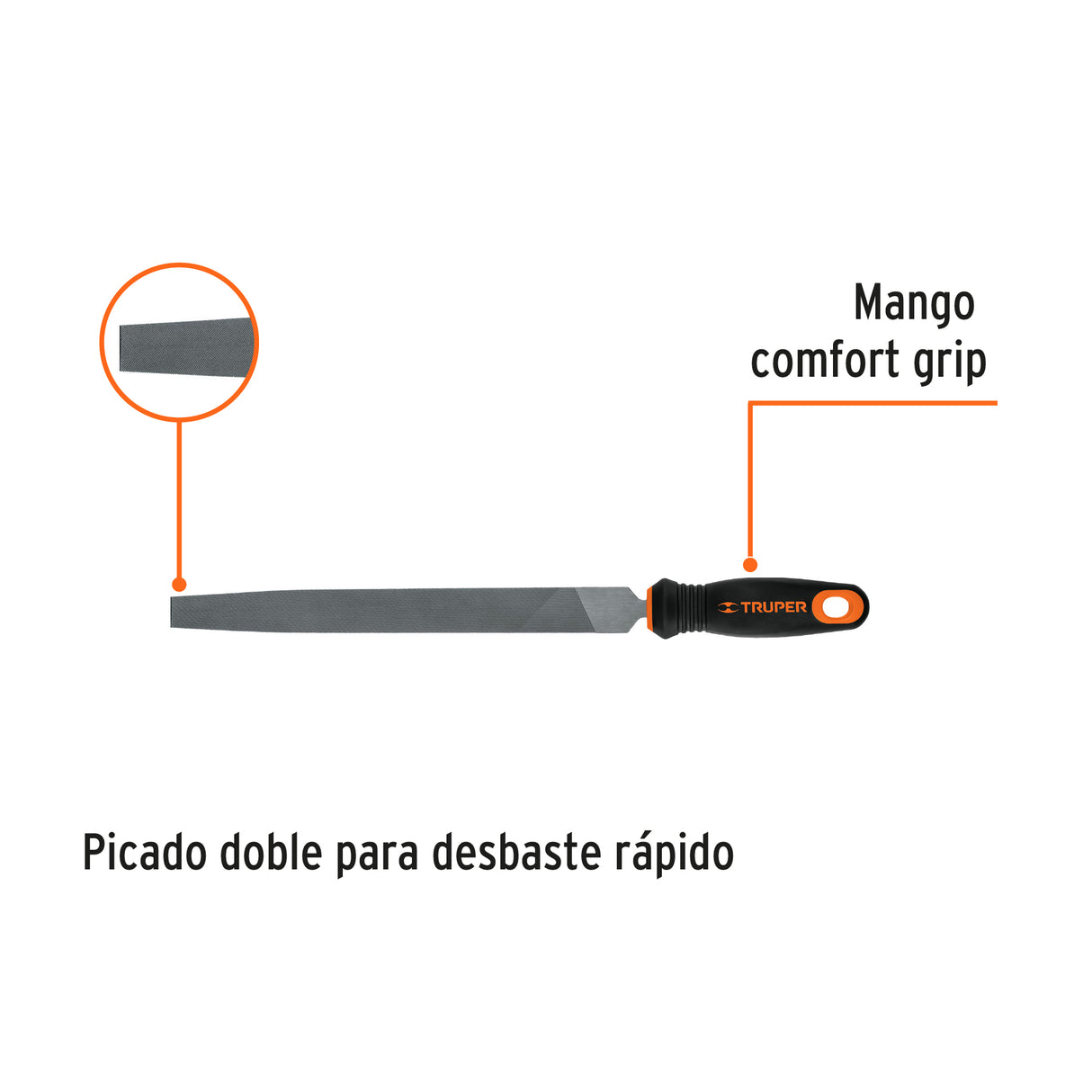 Lima Plana Muza 10' con Mango Doble Inyección, Truper
