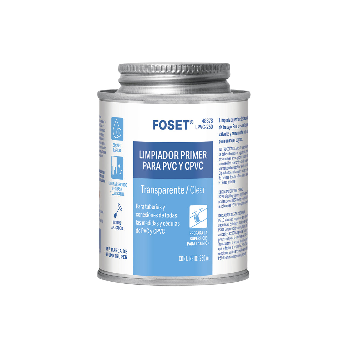 Limpiador para PVC y CPVC, Lata 250 ml, Foset